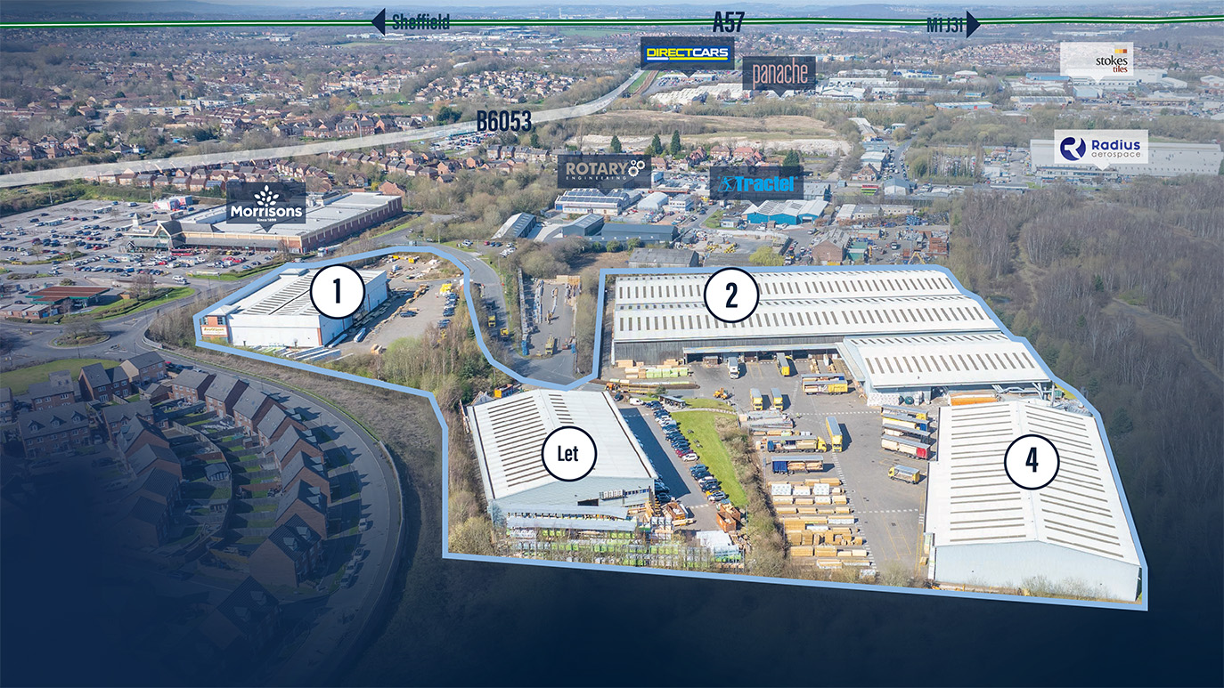 Aerial overview of the estate location
